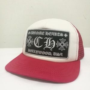 Red chrome hearts hat